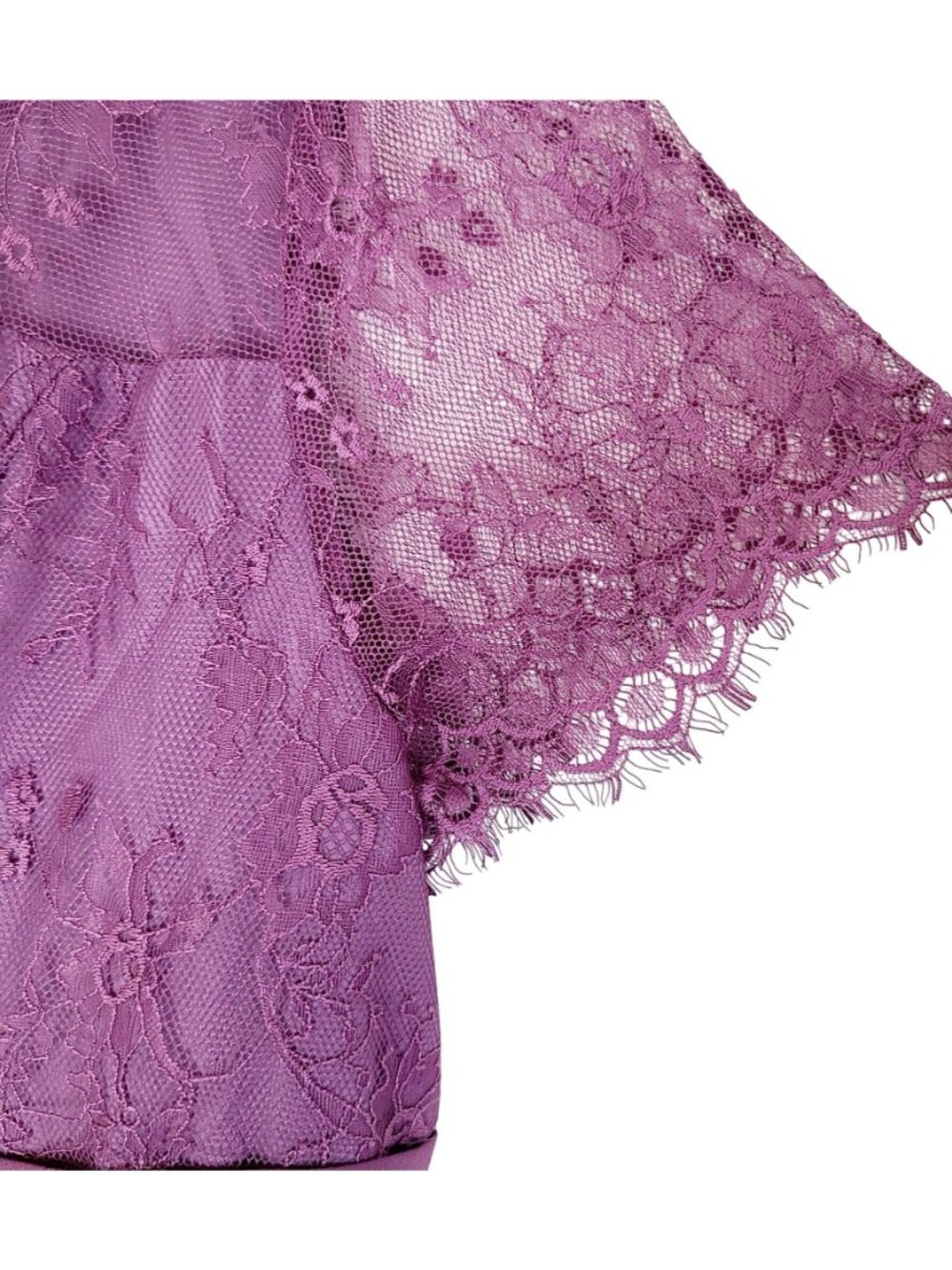 Purple Lace Chiffon Maxi Dress Plus Size 2XL Cap Sleeves & V-Neckline - Picture 6 of 14